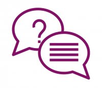 Speech bubbles representing a question and answer