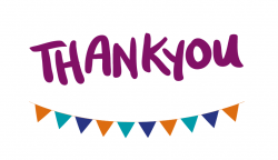 THANK YOU text and bunting in BCM teal, blue and orange